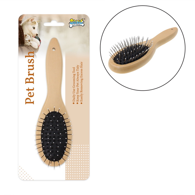 PET WOODEN SINGLE SIDE PIN BRUSH,MEDIUM