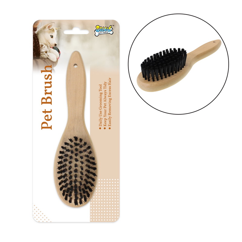 PET WOODEN SINGLE SIDE BRUSH,MEDIUM