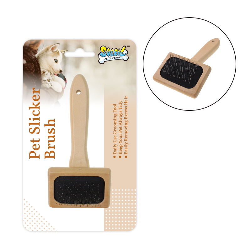 PET WOODEN SLICKER BRUSH,SMALL